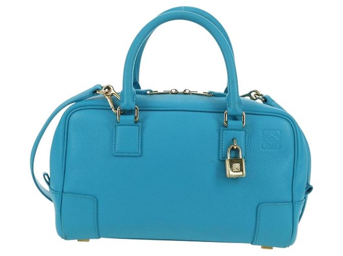 LOEWE Amazonas 23 Hand Bag Leather 2way Light Blue Gold - vista 13