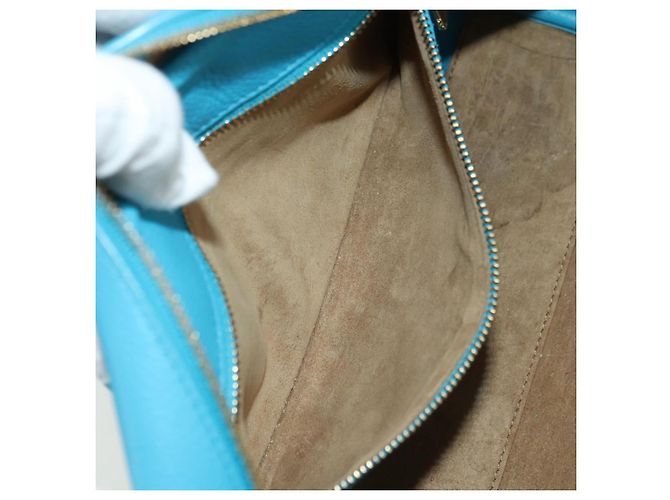 LOEWE Amazonas 23 Hand Bag Leather 2way Light Blue Gold - vista 25