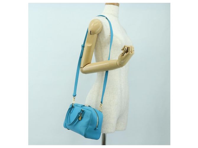 LOEWE Amazonas 23 Hand Bag Leather 2way Light Blue Gold - vista 26