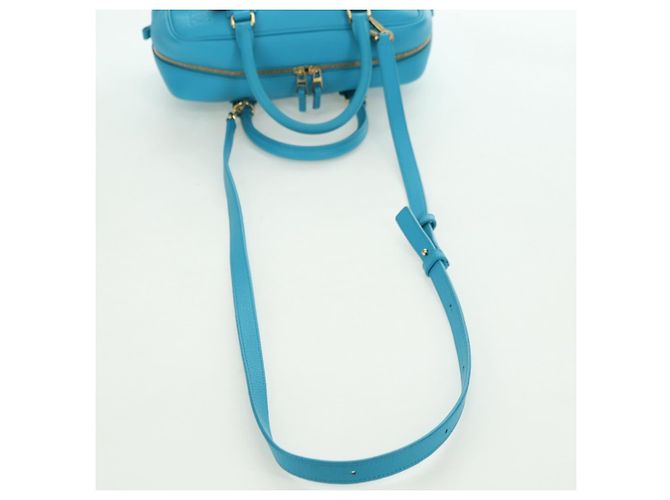 LOEWE Amazonas 23 Hand Bag Leather 2way Light Blue Gold - vista 8