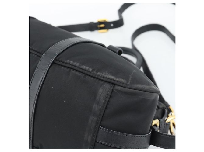 PRADA Hand Bag Nylon 2way Black Gold - vista 12