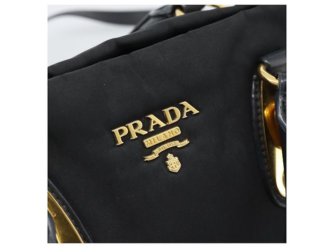 PRADA Hand Bag Nylon 2way Black Gold - vista 16