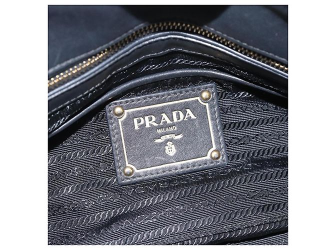 PRADA Hand Bag Nylon 2way Black Gold - vista 18
