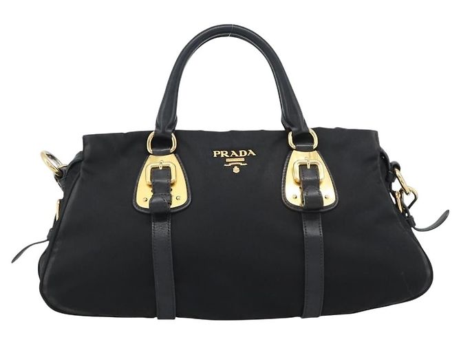 PRADA Hand Bag Nylon 2way Black Gold - vista 2