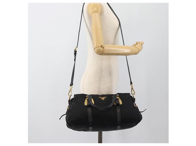 PRADA Hand Bag Nylon 2way Black Gold - vista 25