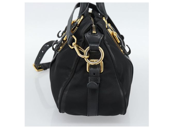 PRADA Hand Bag Nylon 2way Black Gold - vista 5