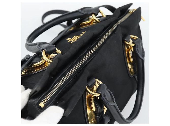 PRADA Hand Bag Nylon 2way Black Gold - vista 6