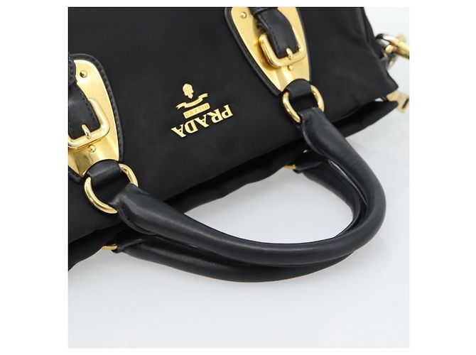 PRADA Hand Bag Nylon 2way Black Gold - vista 7