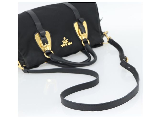 PRADA Hand Bag Nylon 2way Black Gold - vista 9