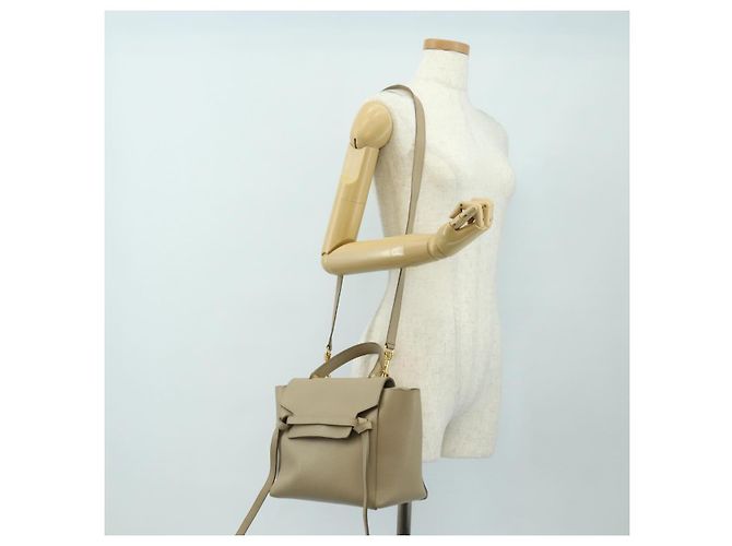 Céline CELINE Belt Bag Micro Hand Bag Leather 2way Beige Gold - vista 30