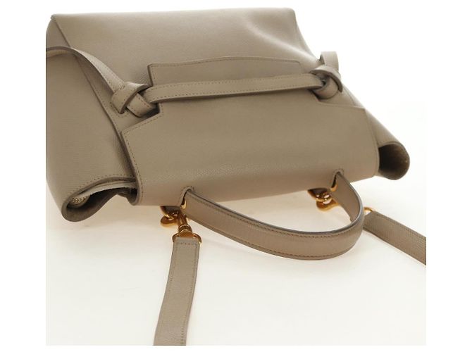 Céline CELINE Belt Bag Micro Hand Bag Leather 2way Beige Gold - vista 6