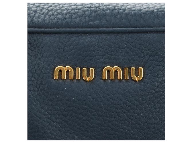Miu Miu Shoulder Bag Leather Navy Gold - vista 17