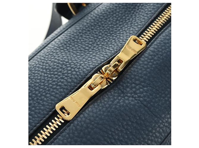 Miu Miu Shoulder Bag Leather Navy Gold - vista 18