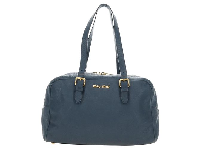 Miu Miu Shoulder Bag Leather Navy Gold - vista 2