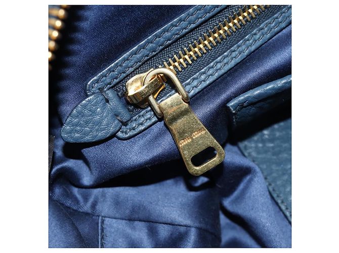 Miu Miu Shoulder Bag Leather Navy Gold - vista 24