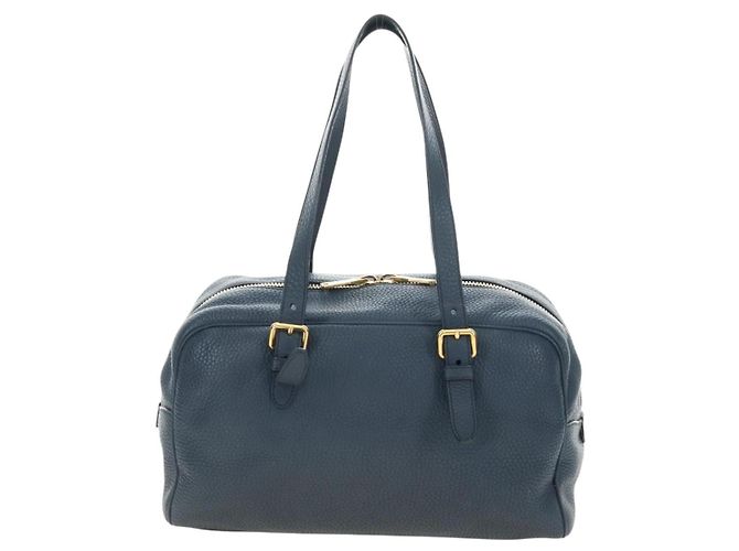 Miu Miu Shoulder Bag Leather Navy Gold - vista 3