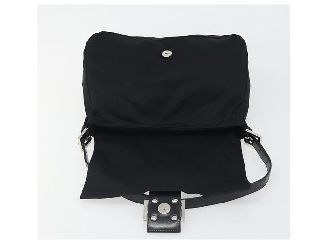 FENDI Mamma Baguette Shoulder Bag Cotton Jersey Black Silver - vista 16