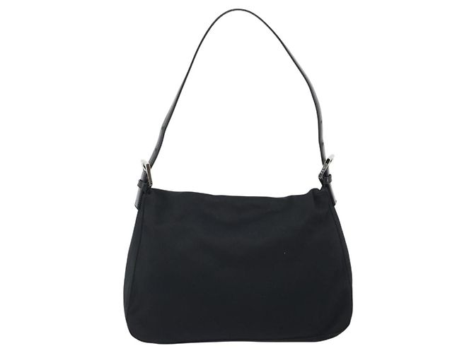 FENDI Mamma Baguette Shoulder Bag Cotton Jersey Black Silver - vista 3