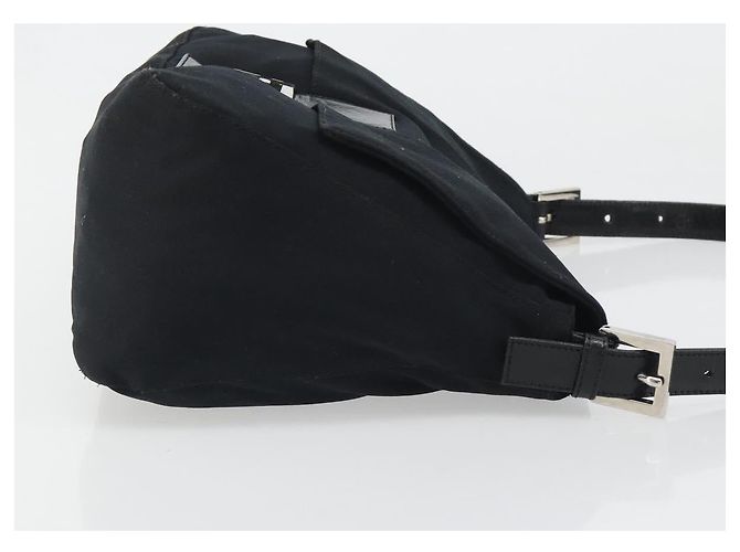 FENDI Mamma Baguette Shoulder Bag Cotton Jersey Black Silver - vista 4