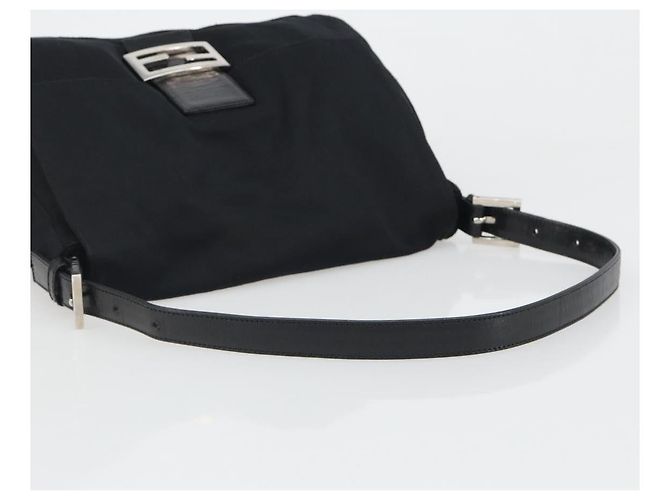 FENDI Mamma Baguette Shoulder Bag Cotton Jersey Black Silver - vista 7