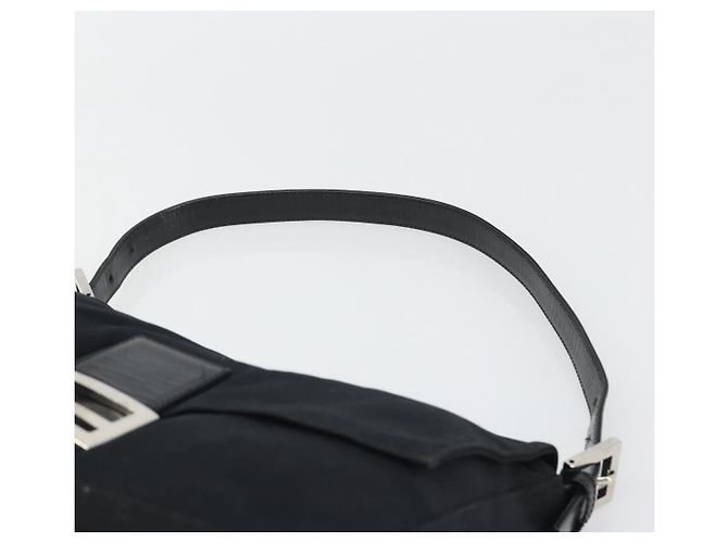 FENDI Mamma Baguette Shoulder Bag Cotton Jersey Black Silver - vista 8