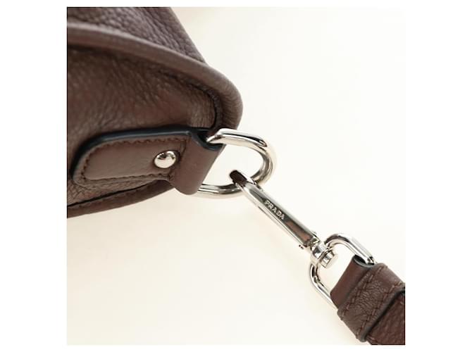 PRADA Hand Bag Leather 2way Brown Silver - vista 12