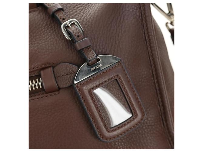 PRADA Hand Bag Leather 2way Brown Silver - vista 18