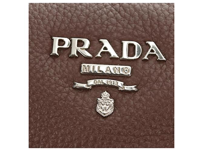 PRADA Hand Bag Leather 2way Brown Silver - vista 19
