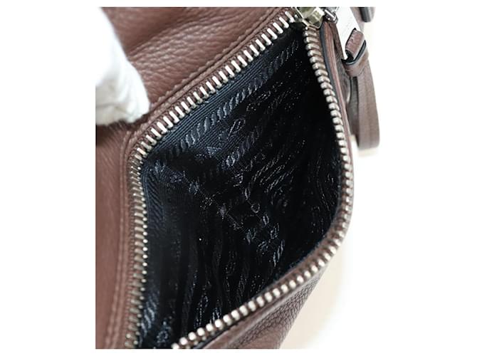 PRADA Hand Bag Leather 2way Brown Silver - vista 22