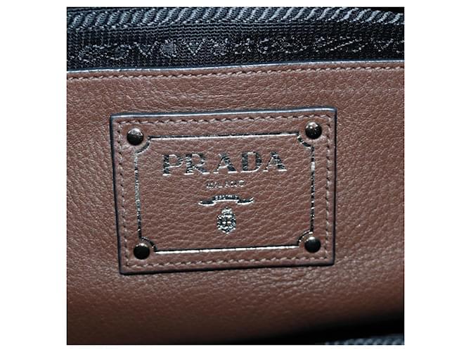 PRADA Hand Bag Leather 2way Brown Silver - vista 24