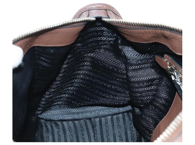 PRADA Hand Bag Leather 2way Brown Silver - vista 26