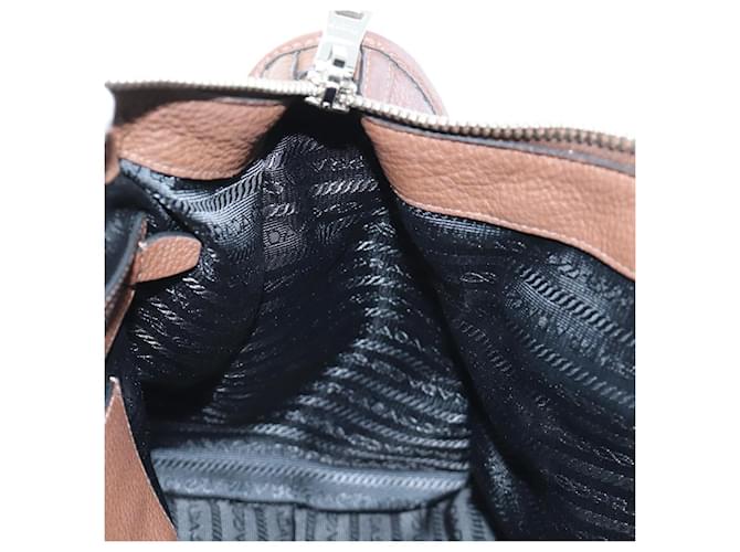 PRADA Hand Bag Leather 2way Brown Silver - vista 27