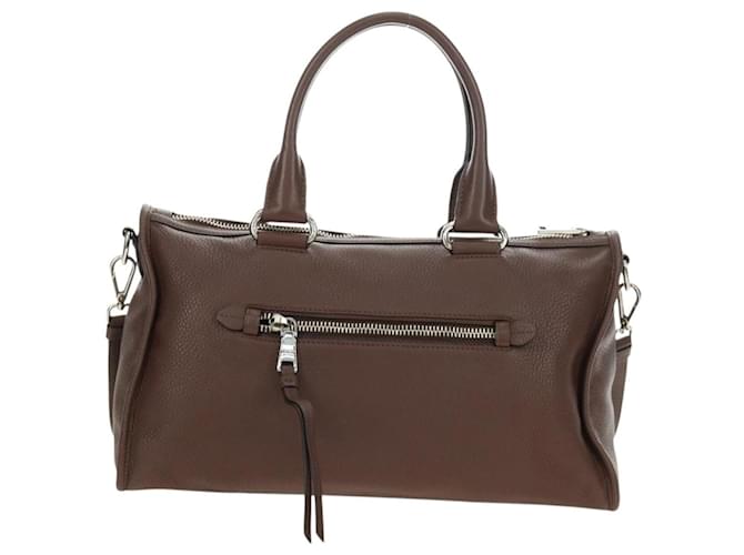 PRADA Hand Bag Leather 2way Brown Silver - vista 3