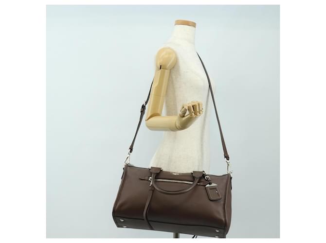 PRADA Hand Bag Leather 2way Brown Silver - vista 31