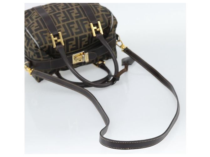 FENDI Zucca Canvas Handtasche 2-Wege Schwarz Braun - Ansicht 12