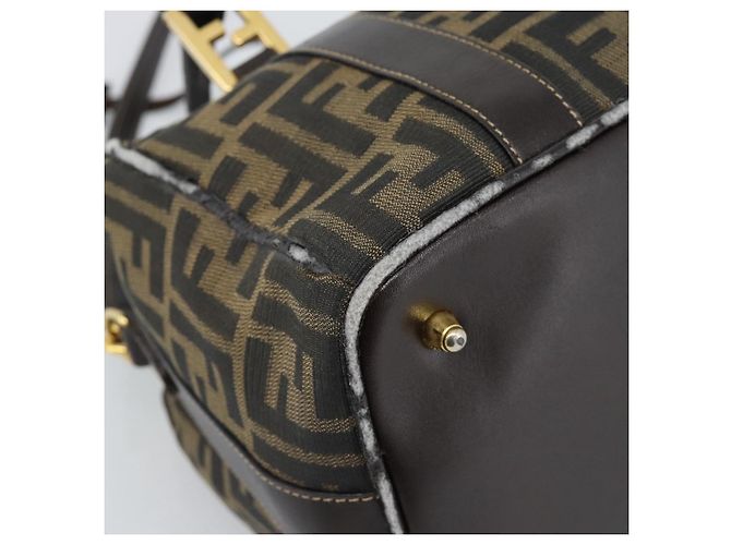 FENDI Zucca Canvas Handtasche 2-Wege Schwarz Braun - Ansicht 18