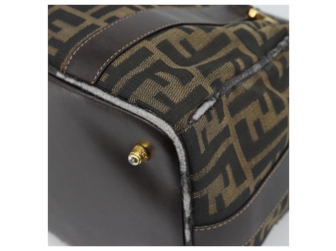 FENDI Zucca Canvas Handtasche 2-Wege Schwarz Braun - Ansicht 19