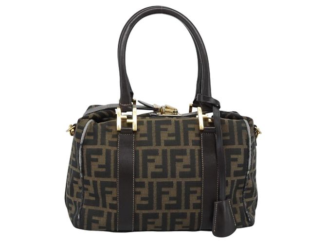 FENDI Zucca Canvas Handtasche 2-Wege Schwarz Braun - Ansicht 2