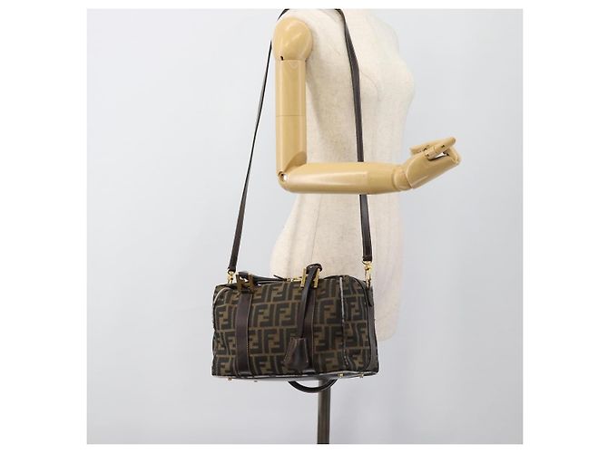 FENDI Zucca Canvas Handtasche 2-Wege Schwarz Braun - Ansicht 28