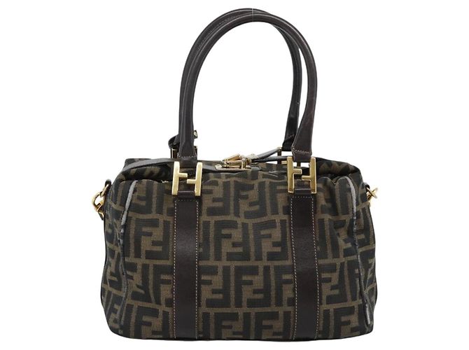 FENDI Zucca Canvas Handtasche 2-Wege Schwarz Braun - Ansicht 3