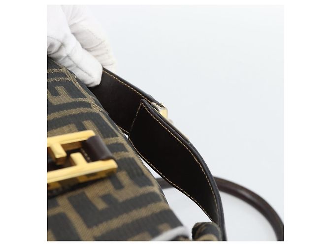 FENDI Zucca Canvas Handtasche 2-Wege Schwarz Braun - Ansicht 7