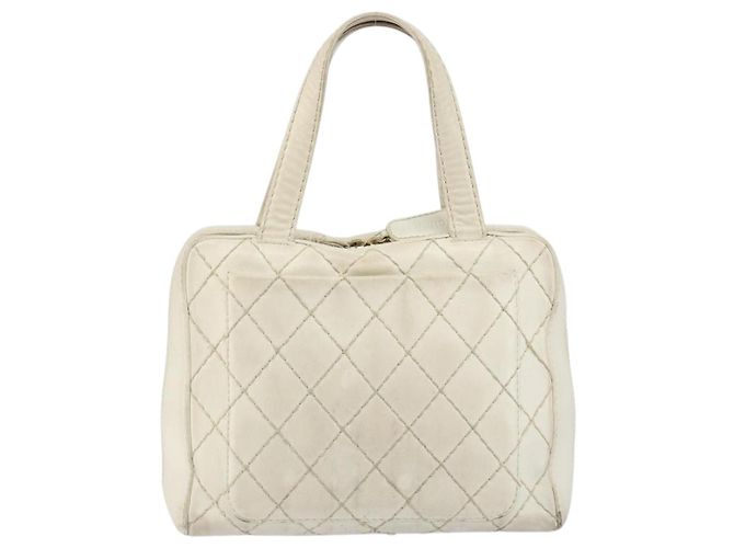 CHANEL Wild Stitch Hand Bag Leather White Gold CC - vista 2