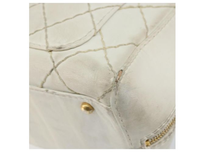 CHANEL Wild Stitch Hand Bag Leather White Gold CC - vista 8
