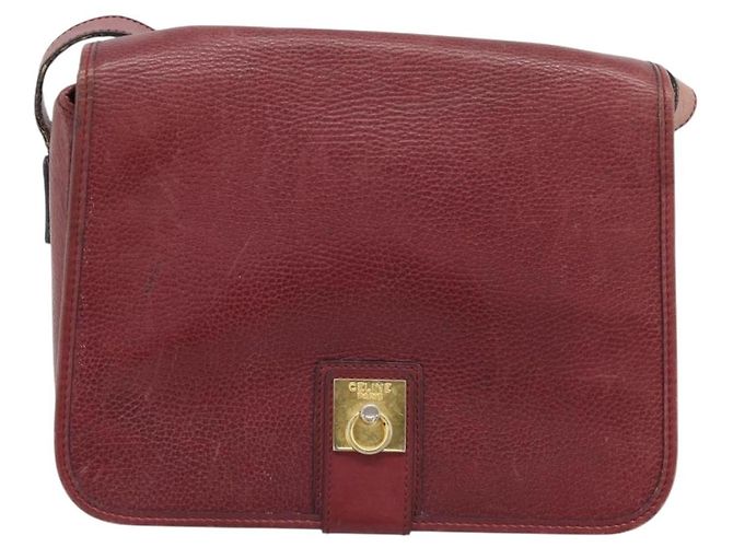 Céline CELINE Shoulder Bag Leather Bordeaux Gold - vista 2