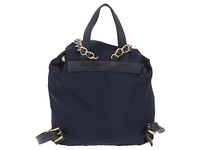 PRADA Backpack Nylon Navy Gold - vista 3