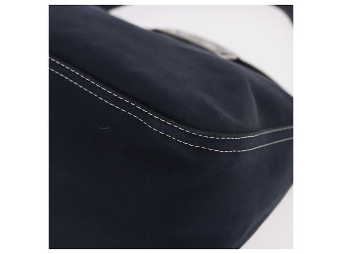FENDI Mamma Baguette Shoulder Bag Canvas Navy Silver - vista 11