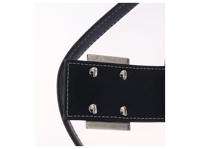 FENDI Mamma Baguette Shoulder Bag Canvas Navy Silver - vista 16
