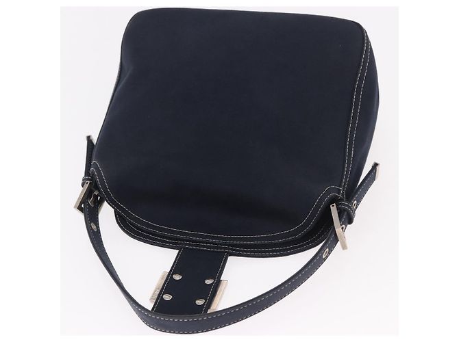 FENDI Mamma Baguette Shoulder Bag Canvas Navy Silver - vista 17