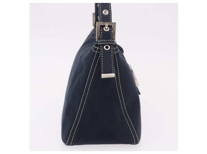 FENDI Mamma Baguette Shoulder Bag Canvas Navy Silver - vista 5