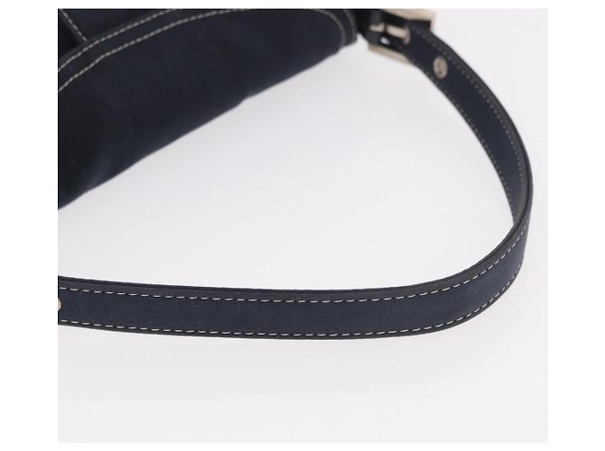 FENDI Mamma Baguette Shoulder Bag Canvas Navy Silver - vista 7